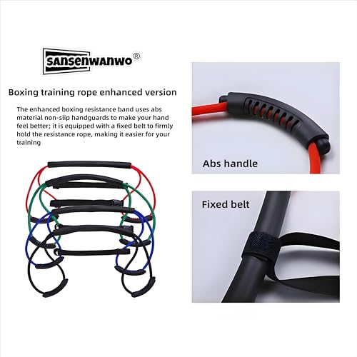 𝘀𝗮𝗻𝘀𝗲𝗻𝘄𝗮𝗻𝘄𝗼 Boxing Resistance Bands for Speed, Strength – Ideal for Fighters, Fitness Enthusiasts to Enhance Combat Techniques and Home Training with Varied Resistance Levels - color: Black 2.0
