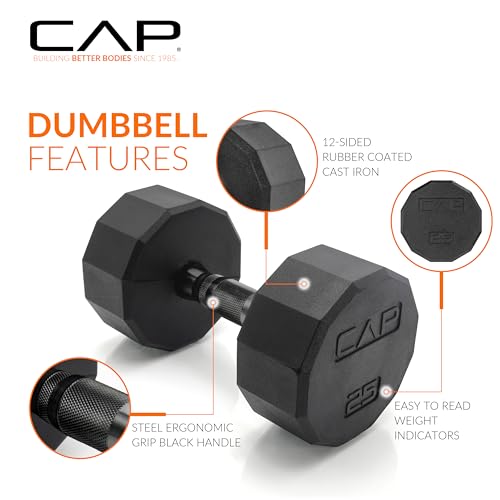 CAP Barbell 150 LB Coated Hex Dumbbell Weight Set with Vertical Rack | Multiple Options - color: Green Rack, style: 12-Sided Black Handle