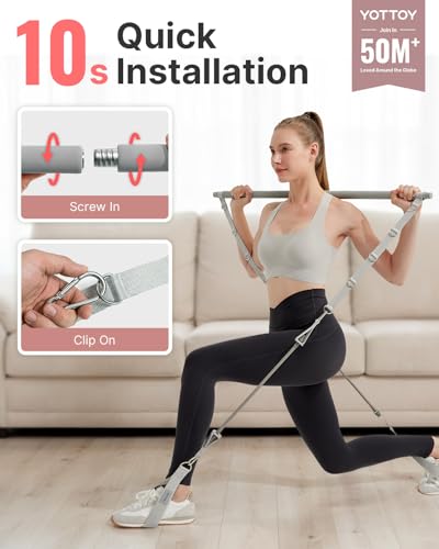 YOTTOY Pilates Bar Kit with Resistance Bands - 3-Bar Pilates Workout Equipment for Legs, Hips, Waist & Arms Workout, Portable Home Gym Exercise Equipment for Women & Men