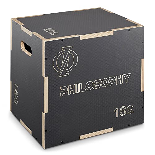 Philosophy Gym 3-in-1 Non-Slip Wooden Plyo Box, Wood Plyometric Jump Box Platform for Home Gym, HIIT, Step-Ups, and Strength Training - size: 20 x 18 x 16 Inch