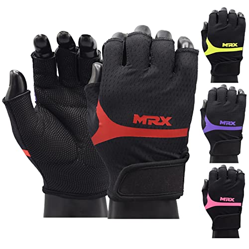 MRX Ladies Weight Lifting Gloves Women Fitness Training Exercise Glove Anti Slip Padded Shock-Absorbing Extra Grip Crossfit Multi Colors - color: 2626 Red, size: X-Small