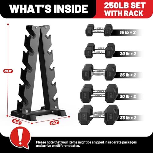 Hex Dumbbell Sets with Rack, 85-560lb Dumbbell Weight Set & Storage Rack - size: 250lb (15, 20, 25, 30, 35lb)x2& Rack