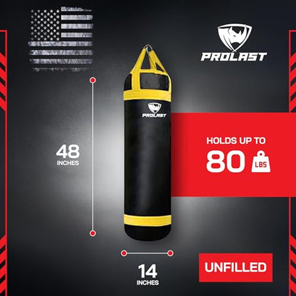 4 ft 80lb Heavy Boxing Punching Bag, Muay Thai, MMA, Strength Training Equipment, Hanging, Rhino Logo, Two Tone