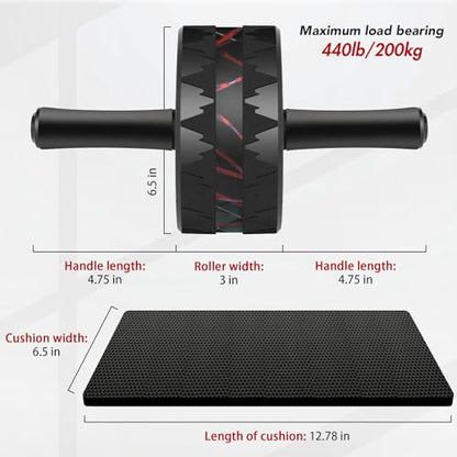 AB Roller Wheel - Ab Roller for Abdominal Workout and Core Strength Training, Portable Ab Wheel Roller Exercise for Men Women Fitness Lover, No Noise Ab Wheels with Thick Knee Pad for Home Gym &Travel