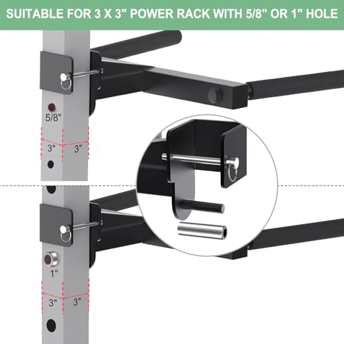 SELEWARE Squat Rack Attachment, Y-Shaped Dip Bar Attachment, Nordic Hamstring Curl Attachment and Lever Arms for 2x2 or 3x3 Power Rack with 5/8" or 1" Hole, Power Cage Accessories for Home Gym