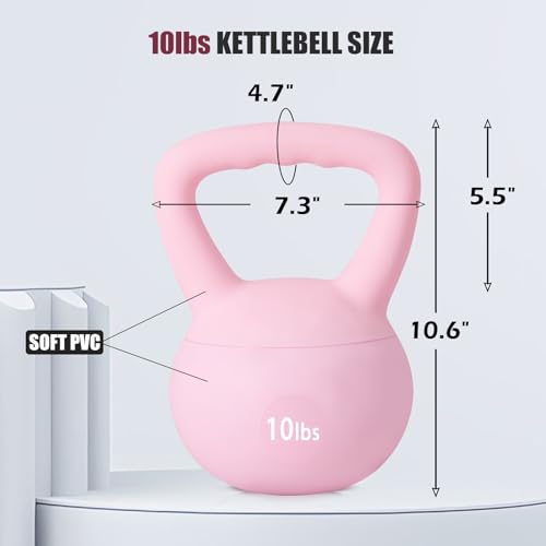 DlandHome Kettlebell Weights Strength Training Kettlebell-Great for Full Body Workout and Strength Training,Easy Grip Handle,PVC Filled with Iron Sand - color: Pink-10lbs
