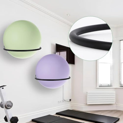 Wall Mount Yoga Ball Holder, Metal Exercise Ball Wall Rack, Heavy Duty Stability Ball Storage for Home Gym, Garage, Studio - Fits Most Yoga, Exercise & Medicine Balls