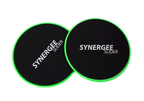 Synergee Core Sliders. Dual Sided Use on Carpet or Hardwood Floors. Abdominal Exercise Equipment