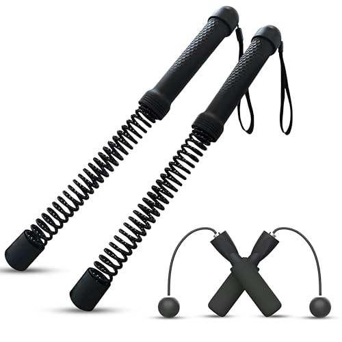 Ropeless Battle Ropes & Weighted Ropeless Skipping Rope Set, Portable Home Gym Equipment for HIIT Cardio Fitness Training, Fat Burning Strength Workout Gear