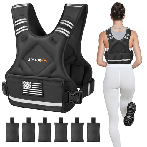 Adjustable Weighted Vest, 4-10lb/12-18lb/20-32lb Vest with 6 Ironsand Weights and Large Pocket, Weight Vest for Men Women Strength Training, Running, Walking - color: Black, size: 12-18lbs