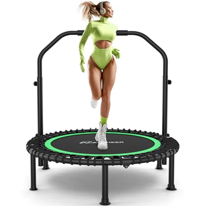 ANCHEER Rebounder Trampoline 40"/48" Bungee Rebounder with 4-Level Adjustable Handle, Max 400-450 LBS Heavy-Duty Fitness Trampoline, Waterproof UV-Resistant Indoor Outdoor Exercise Trampoline