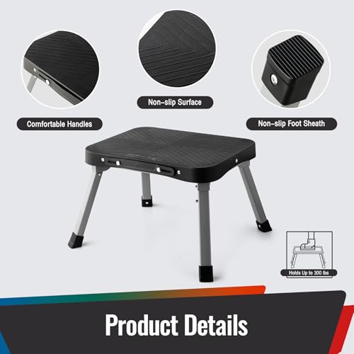 11" Folding Step Stool, Non-Slip 16x12 Large Platform, No Assembly - size: 11 inch