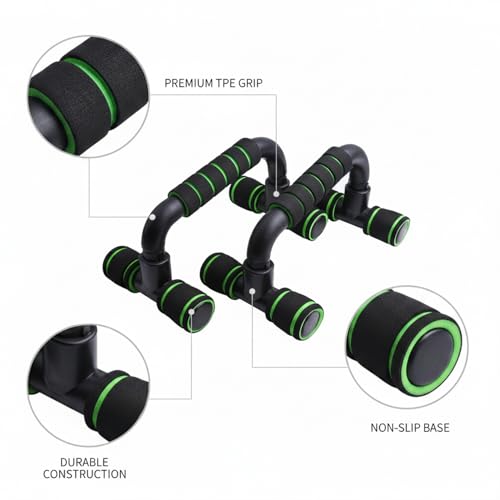 Push Up Stands for Home Workout, TPE Handles Increase Range of Motion, Compact Strength Training Equipment for Chest and Triceps (1 PC) - color: Green