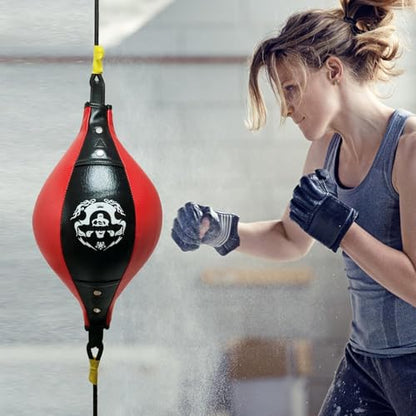 Speed Bag - Reflex Training Boxing Ball, Heavy Duty Endurance Practice Punching Bag | Stress Relief Equipment, Fitness Training Punch Ball for Teens Adults Home Gym Combat Workout - color: Black red
