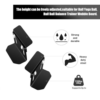 Adjustable Wall Mount Exercise Balance Ball Storage Bracket Yoga Ball Holder | Half Exercise Ball Rack for Strength Fitness Ball Trainer Organizer Holder for Home Gym Studios Workouts