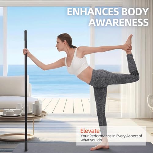 Brrnoo Yoga Bar, Multifunctional Stretching Stick for Flexibility and Mobility, with 4 Steel Bars and 2 Non Slip Handles, for Yoga, Pilates, Fitness and Balance Training