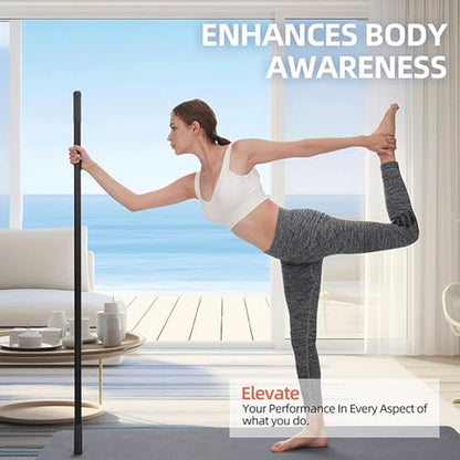 Ymiko Yoga Bar, Multifunctional Stretching Stick with 4 Steel Bars and Non Slip Handles for Shoulder Mobility, Flexibility and Balance Training in Yoga and Fitness