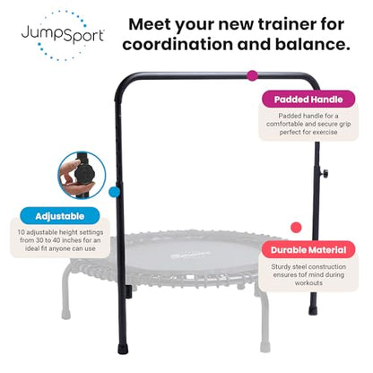 JumpSport Quick-Release Handle Bar Accessory for Trampoline Rebounders | Fits Only 44" Diameter | Quick Installation & Storage | 10 Adjustable Heights | Trampoline Not Included