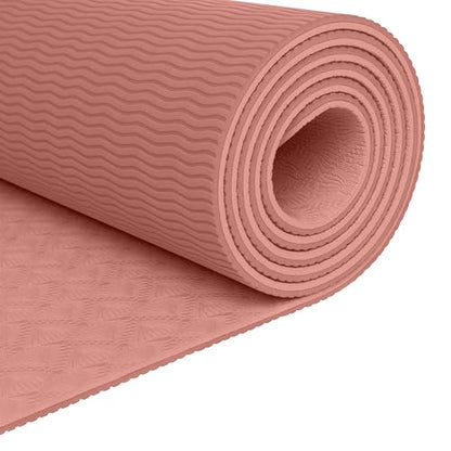 Retrospec Zuma Yoga Mat 6mm Thick Non-Slip TPE Exercise Mat | Cushioned Workout Mat for Yoga Pilates and Home Stretching | 72 x 24 with Carrying Strap