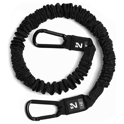 Resistance Band, Durable Exercise Band with Steel Carabiners for Neck Training, Strength Workouts, Stretching, and Rehab - style: 50lb