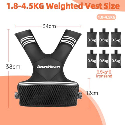 Adjustable Weighted Vest for Women and Men,4-10lb/11-20lb/20-32lb Rucking Vest with 6 Ironsand Weights for Running, Walking, Workout and Strength Training