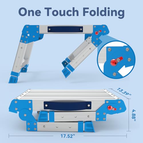 Work Platform 440 Lbs, Folding Step Stool with One-Touch Automatic Fold, 3 Height Adjustment Step Platform, Perfect for RV Cleaning, Home Painting and Reaching High Places, Standard - size: Standard