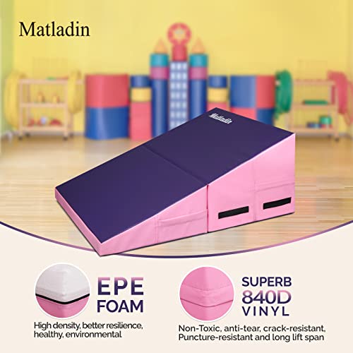 Matladin Incline Gymnastics Wedge Mat, Folding Gymnastics Mat for Kids Girls Home Training Exercise