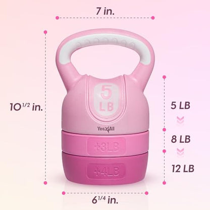 Yes4All Kettlebell Sets - Adjustable Kettlebell Set for Strength Training - Kettlebells Adjustable Weight for Versatile Workouts - color: C. Pink, style: A. Single