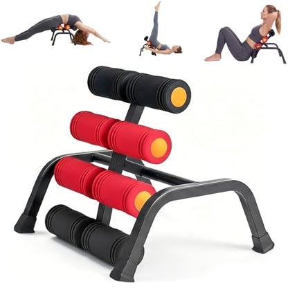 Mini Inversion Table with Rollers, Back Extension Machine for Back Pain Relief, Easy to Assemble & 297LBS Weight Capacity, Spinal Decompression Table for Home Gym