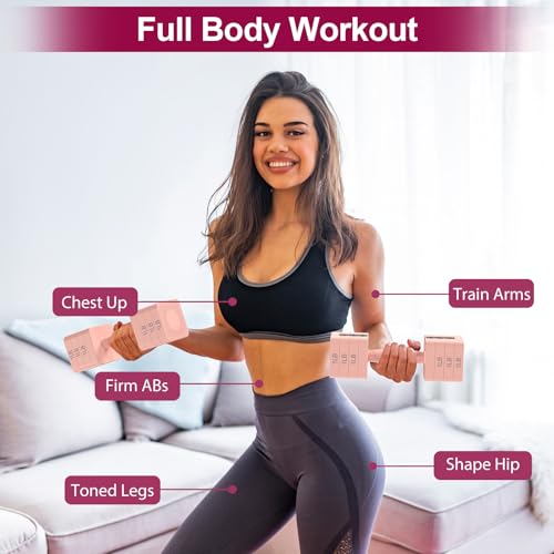 Hezeyferg 18LBS 22LBS Adjustable Dumbbells Set, Hand Weights Sets with Mutilple Levels, Adjustable Weight Dumbbells for Women/Men Home Gym Full Body Workout - color: Pink 9LB Each ( 18LB Pair )