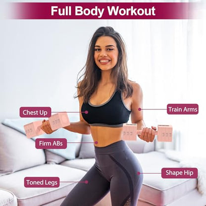 Hezeyferg 18LBS 22LBS Adjustable Dumbbells Set, Hand Weights Sets with Mutilple Levels, Adjustable Weight Dumbbells for Women/Men Home Gym Full Body Workout - color: Pink 9LB Each ( 18LB Pair )