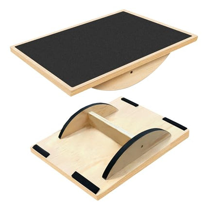 Balance Board Professional Wobble Board for Adults Anti-Slip for Physical Therapy Standing Desk Core Strength Wooden Rocker Board(350LBS)