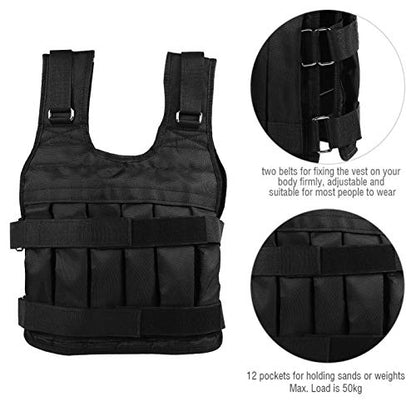 Weight vest, 50 kg high performance exercise Weighted vest Strength training vest Black oxford cloth for weight loss Staying healthy
