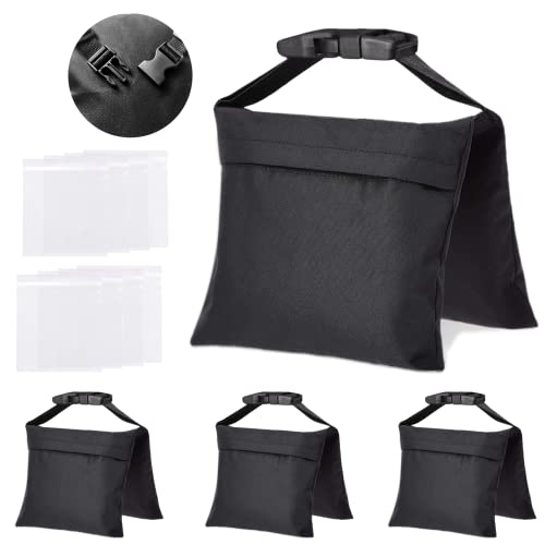 4 Packs Sandbags, Heavy Duty Sand Bags with 8 PE Bags, Sand Bags with Buckle Straps for Support Light Stand, C Stand, Light Stand with Caster, More 2/4/6/8/10/12/14 Packs Sandbag to Choose.