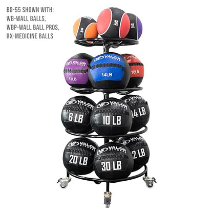 Valor Fitness 4-Tier Rolling Ball Storage Rack with Locking Wheels, Adjustable Sports Ball Organizer for Medicine Balls, Wall Balls, Slam Balls, Weighted Exercise Balls and Fitness Equipment Storage