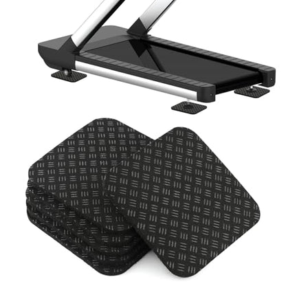 6PCS Treadmill Mat Pads with Storage Bag,4" x 4" Double-Sided Non-Slip Exercise Equipment Mat,High Density Silicone Anti-Vibration Pads for Treadmill, Walking Pad, Exercise Bike