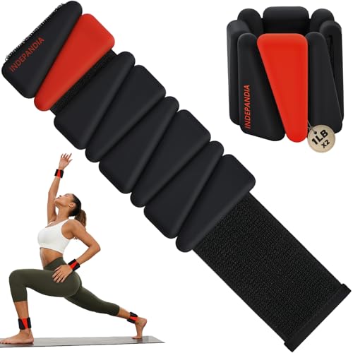 Wrist Ankle Weights for Women & Men, 2lbs/4lbs Adjustable Weighted Bangles to Boost Calorie Burn & Strength, Arm & Leg Weights for Pilates, Yoga, Walking, Barre, Gym & Home Workout - color: Black & Red, size: 2 Lbs Pair (1 Lb Each)