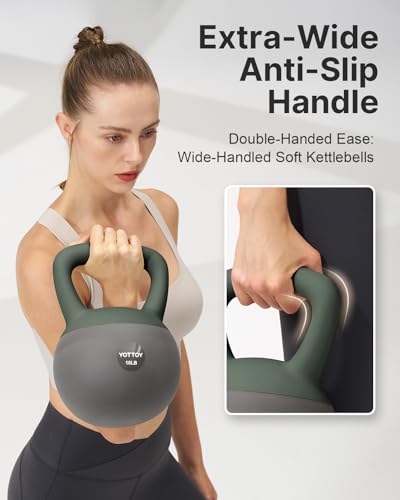 YOTTOY Soft Kettlebell, Set for Strength Training Kettlebells & Home Workouts, Soft-Sided Cushioned Base, Wide-Handle - Ideal for Men, Women, & Beginners - color: 30LB-Green