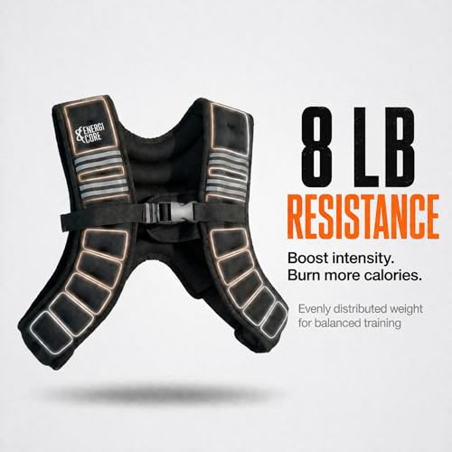 8 lb Weighted Vest for Women & Men – Adjustable Fit Workout Vest for Walking, Running, Cardio & HIIT | Fixed Weight Design, Breathable & No-Bounce | ENERGI CORE Fitness Gear