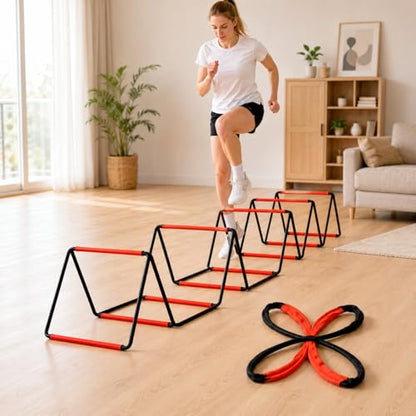 Foldable Agility Ladder, DIY Combination Speed Training Equipment, Footwork Ladder for Football, Sports Agility Ladders for Kids, Red, 5.1m 12 Grids