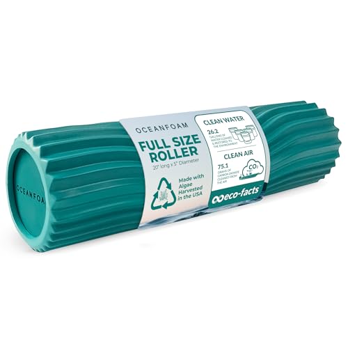 Tidal Roller - Jade - Muscle Massage Foam Roller for Back Pain & Stretching - Firm and Ergonomic Wide Wave Textured - Yoga, Athletics, & Wellness - Full Size, 20" x 5" - color: Jade