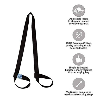 Yoga Mat Carrier Strap, Adjustable Thick Straps Sling for Carrying Large Mats, Stretching Band - color: Black