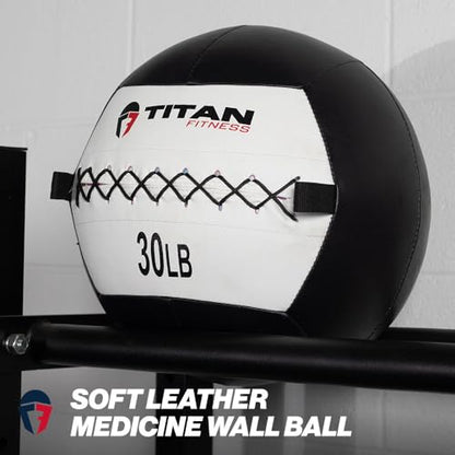 Titan Fitness Soft Leather Medicine Wall Ball Durable, Endurance, Cardio, Core Strength - size: 30 lb