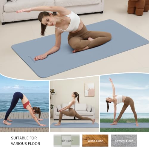 Extra Wide & Thick 8mm Yoga Mat, 72"x31.5" - color: Haze Blue