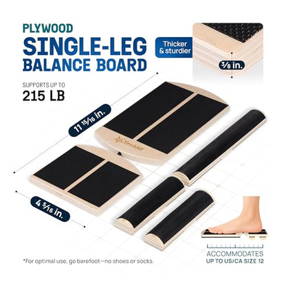 Yes4All 350LBS Professional Wooden Balance Board for Leg Workout, Anti-Slip Rocker Board, Wobble Board for Standing Desk
