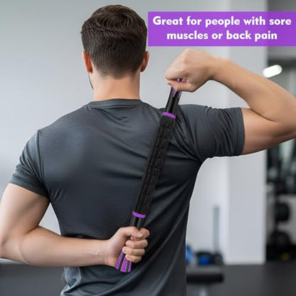 Soulchen 10 PCS Muscle Roller Stick Set - Body Massage Stick Reduce Muscle Soreness Tightness Leg Cramps for Athletes Physical Therapy and Recovery, Purple