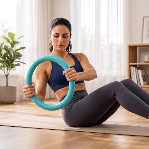 Exercise Weight Ring for Full Body Workout, 10 lb Resistance Training Ring Non-Slip Silicone Surface, 12 Inch Diameter, Teal Blue