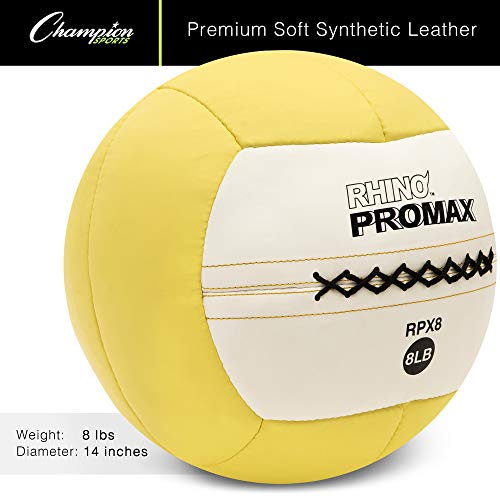 Champion Sports Rhino Promax Wall Balls - Soft Shell Non-Slip Grip for Weightlifting, Plyometrics, Cross Training, & Home Gym - style: 8 LBS