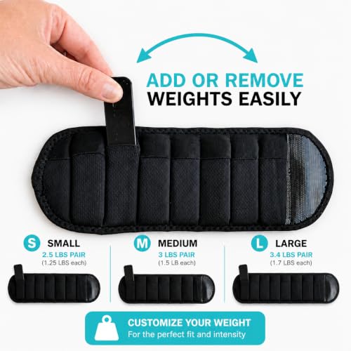 W8FIT Adjustable Wearable Wrist Arm Weights for Walking, Fitness, and Physical Therapy - size: SMALL 2.5 LBS PAIR (1.25 LBS each)