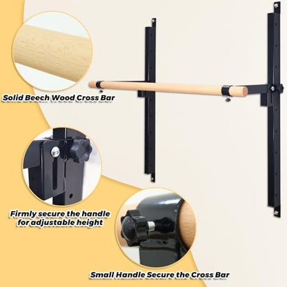 Ballet Barre Wall Mount, 4ft/5ft, Adjustable Height for Home，Solid Beech Wood Bar,Steel Brackets,Foldable Design,Stretch & Workout Equipment,for Adults Kids Studio Gym